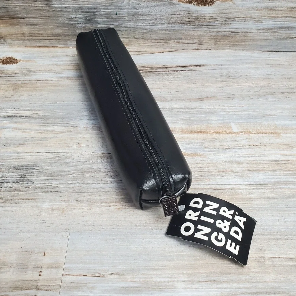 Ordning &‎ Reda Joyce Black Leather Pencil Case Swedish Design OR12153-01 NWT